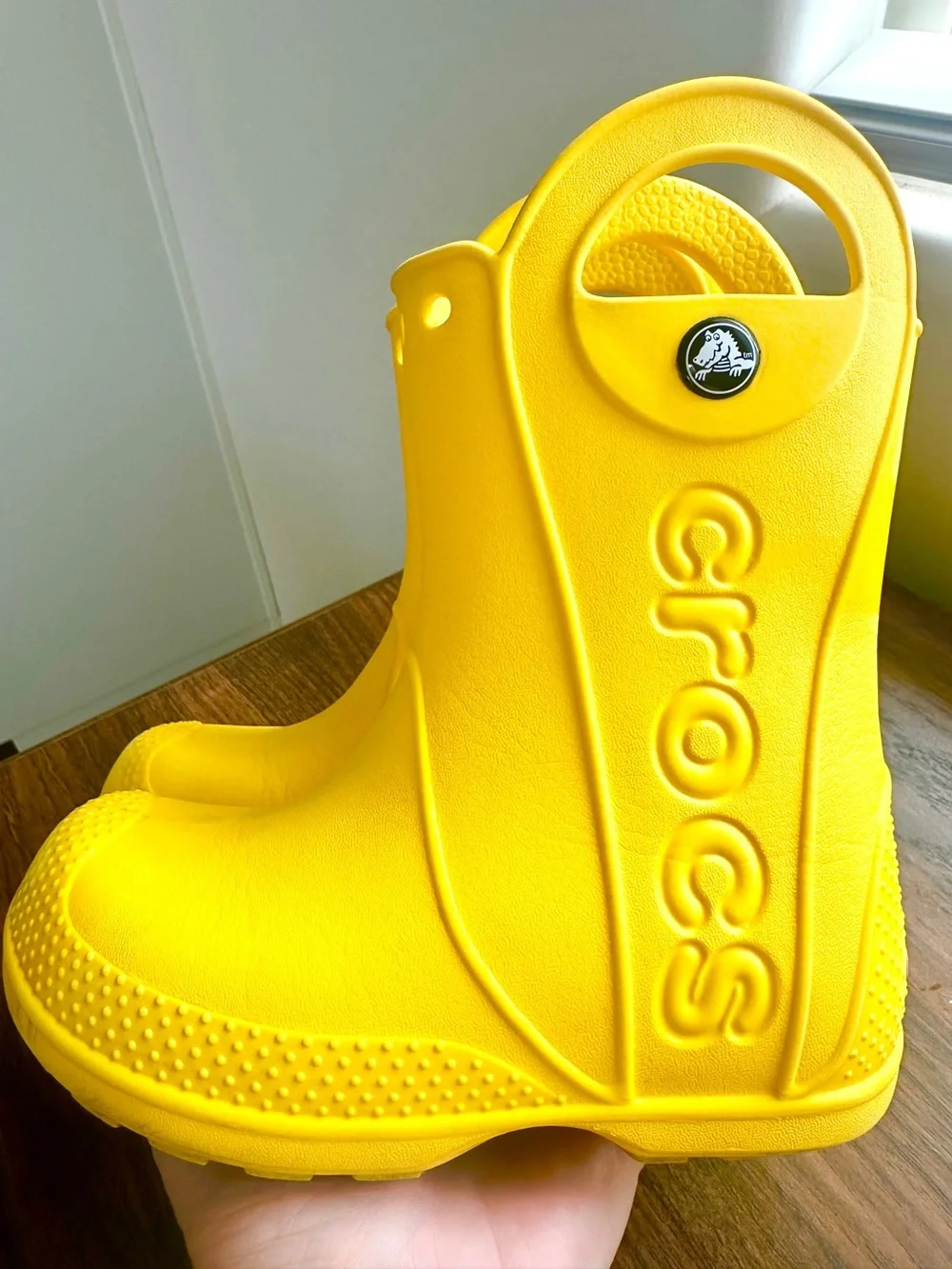 CROCS Kids Handle It Rain Boots Yellow Size C10 Waterproof Lightweight Durable